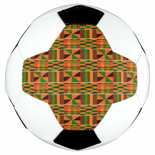 Balón De Fútbol Clásico Naranja africano único Kente (Anverso)