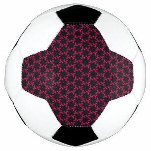 Balón De Fútbol Clúster de flores rosadas y negras
