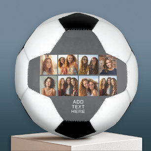 Balón De Fútbol Colaje de 8 fotos personalizadas con fotos cuadrad