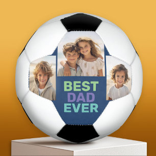 Balón De Fútbol Collage de fotos - Mejor Papá Nunca - Azul caprich