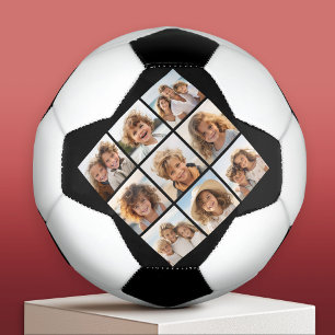 Balón De Fútbol Collage de fotos negro de Instagram con 9 fotos cu
