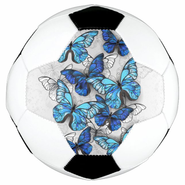 Balón De Fútbol Composición de las mariposas blancas y azules (Anverso)