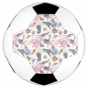 Balón De Fútbol Composición Subacuática de Acuarela Serie Diseño 1