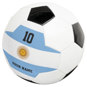 Balón de fútbol con bandera argentina y nombre per