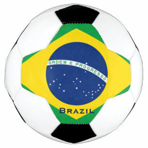 Balón de fútbol con bandera de Brasil