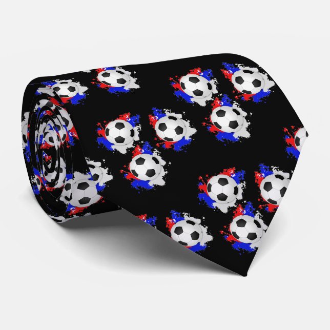 Balón de fútbol con corbata azul rojo (Enrollado)