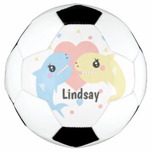 Balón de Fútbol con Monograma Pastel de Tiburón Li