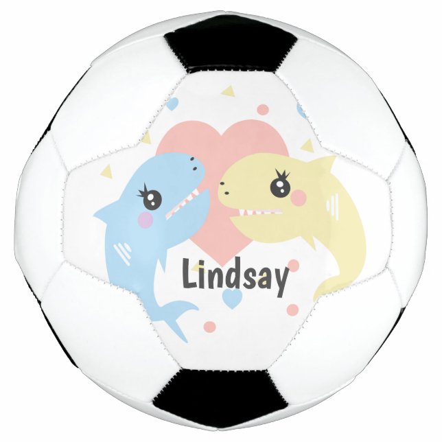 Balón de Fútbol con Monograma Pastel de Tiburón Li (Anverso)