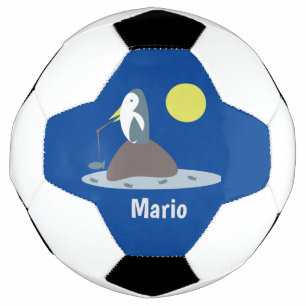 Balón de fútbol con nombre de monograma de pesca d