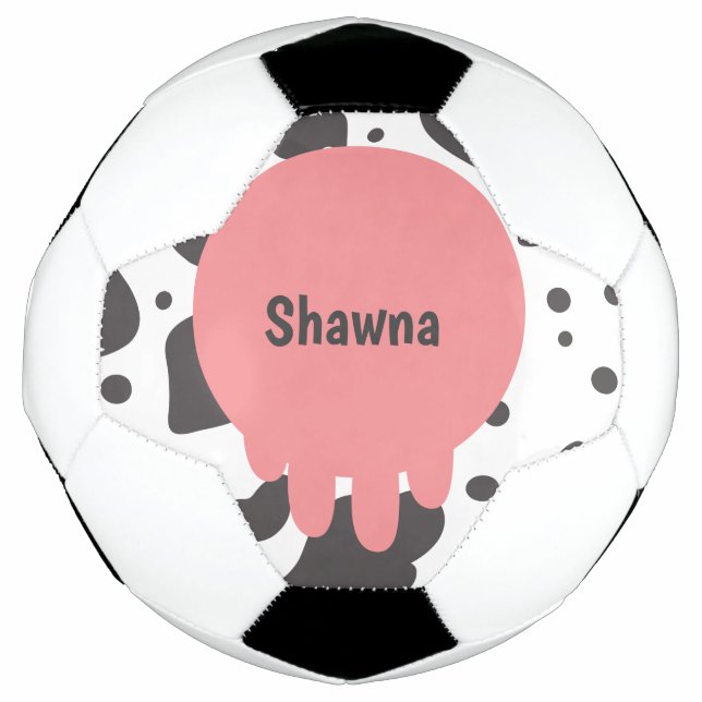 Balón de Fútbol con Patrón Rosa de Vaca Divertida  (Anverso)