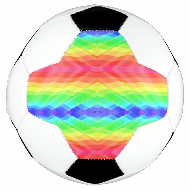 Balón de fútbol con una geométrica vibrante arcoír (Anverso)