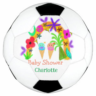 Balón De Fútbol Conos de helado de arcoíris acuarela baby shower a