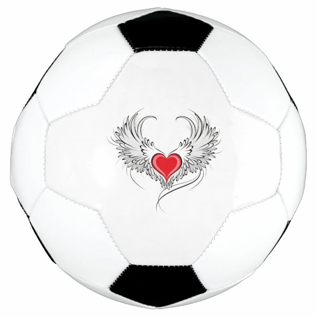 Balón De Fútbol Corazón de Ángel Rojo con alas (Anverso)
