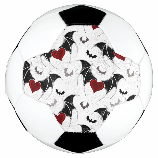 Balón De Fútbol Corazón de Halloween con alas de murciélago negro (Anverso)