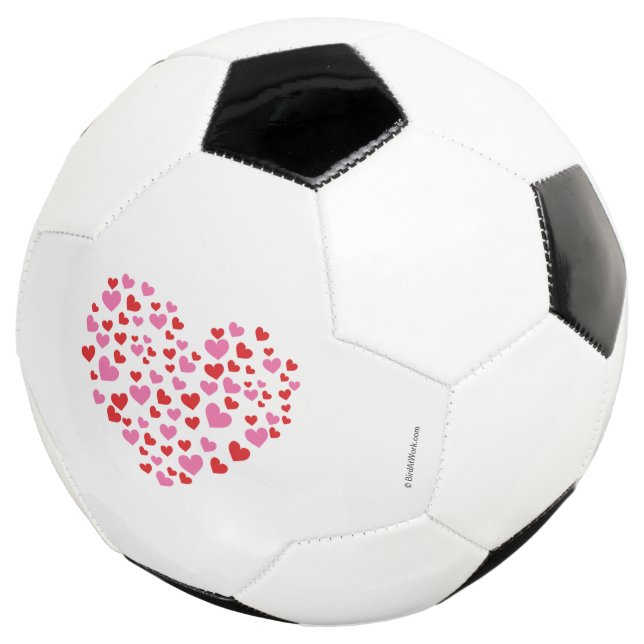 Balón De Fútbol Corazones Rojo Y Rosa (Tres cuartos)