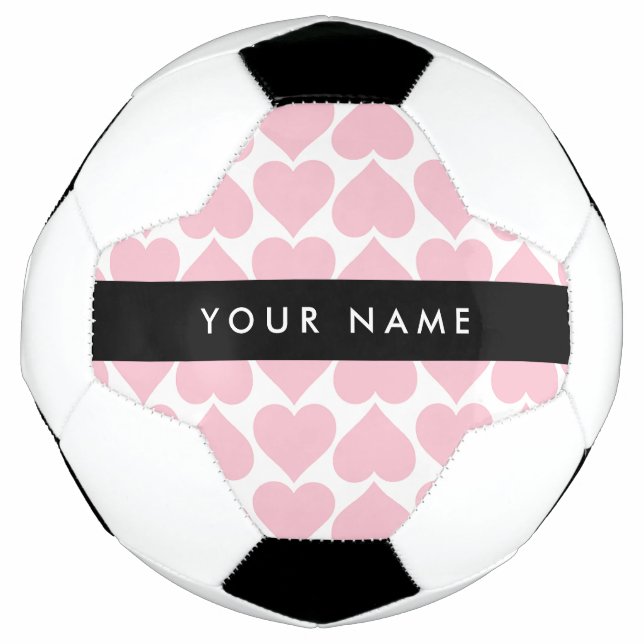 Balón De Fútbol Corazones rosados, románticos, su nombre, personal (Anverso)