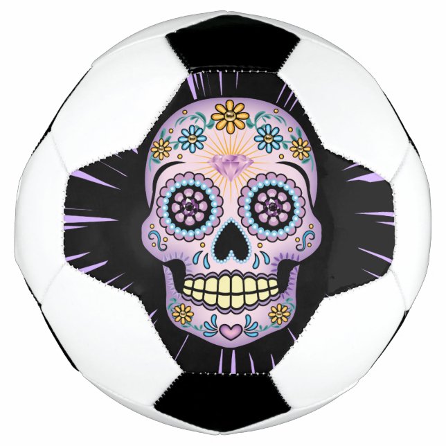 Balón De Fútbol Cráneo de azúcar morado (Anverso)