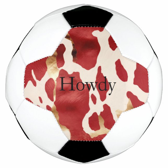 Balón De Fútbol Cream Red Gold Western Piel de vaca Howdy (Anverso)