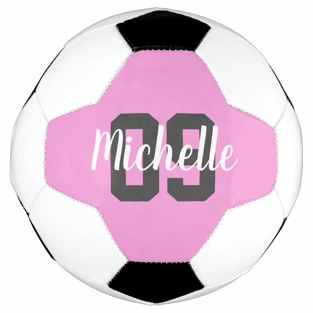 Balón De Fútbol Create Your Own Custom Name Number Pink (Anverso)