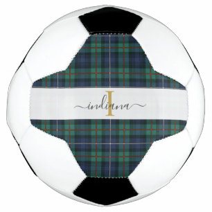 Balón De Fútbol Cuadro Escocés Monograma Nombre Inicial Femenino