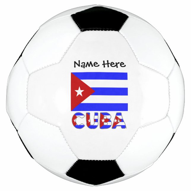 Balón De Fútbol Cuba y la bandera cubana iluminan el azul con tu n (Anverso)