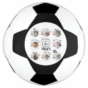 Balón De Fútbol Cumpleaños del Hijo 8 Collage de Fotos Tipografía