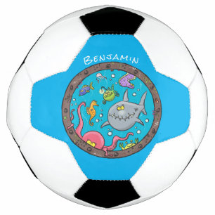 Balón De Fútbol Curiosas criaturas marinas bajo el agua dibujando