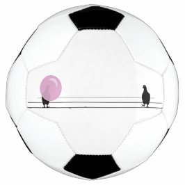 Balón De Fútbol Curiosas y divertidas aves de goma rosa en un cabl