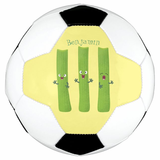Balón De Fútbol Cute apio palitos trio verduras personalizados (Anverso)