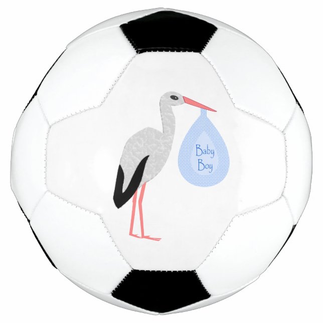 Balón De Fútbol Cute Blue Baby Boy Stork (Anverso)