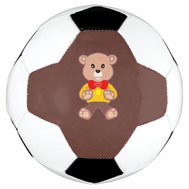 Balón De Fútbol Cute Bowtie Teddy Bear Brown Soccer Ball (Anverso)