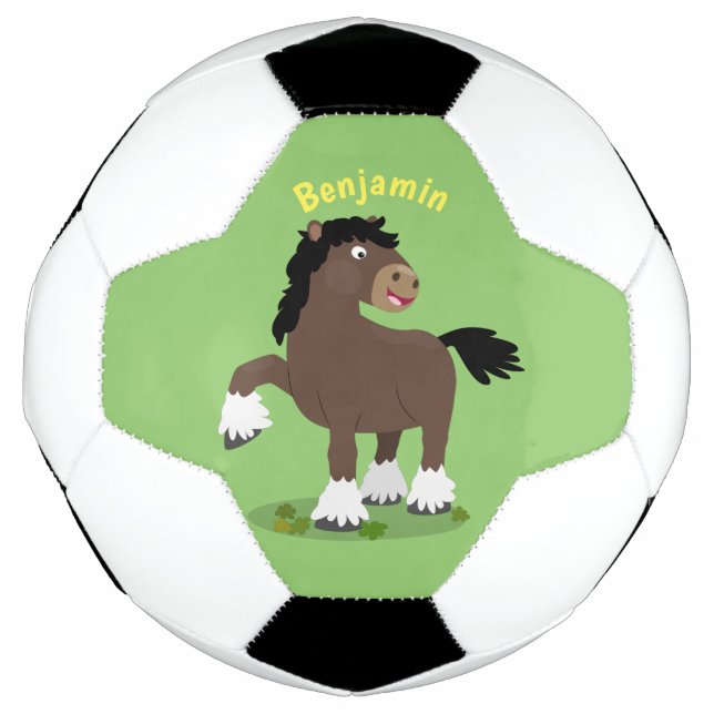 Balón De Fútbol Cute Clydesdale personalizado de caballo ilustraci (Anverso)