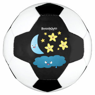 Balón De Fútbol Cute estrellas cantando, luna y nube de dibujos an
