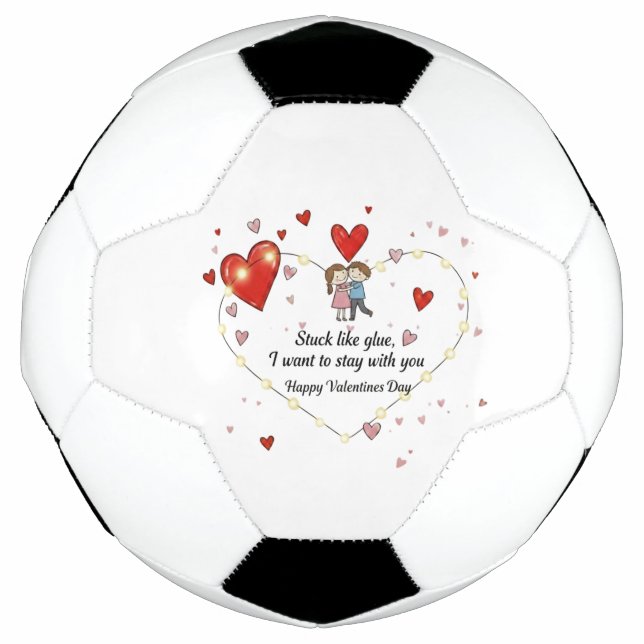 Balón De Fútbol Cute Valentine's day couple hearts custom (Anverso)
