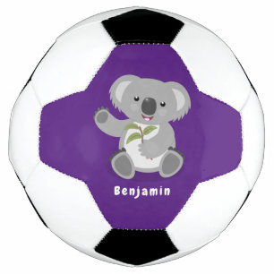 Balón De Fútbol Cuto feliz koala saludando al ilustracion personal