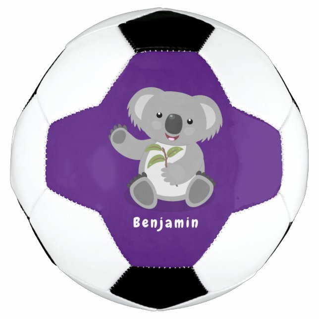Balón De Fútbol Cuto feliz koala saludando al ilustracion personal (Anverso)