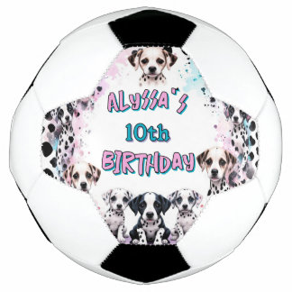 Balón De Fútbol Dalmatia Puppy acuarela Chica de cumpleaños