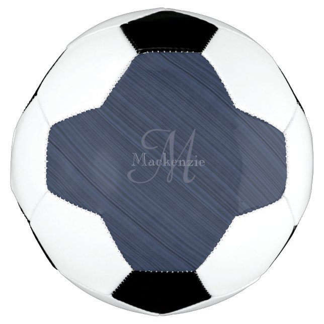 Balón De Fútbol Dark Blue Diagonal Stripes Personalizado Monograma (Anverso)