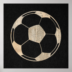 Balón de fútbol de arte con periódico en negro