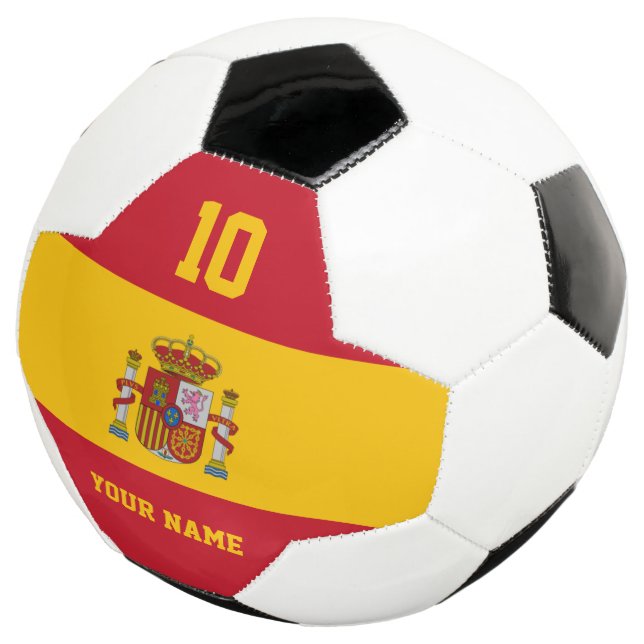 Balón de fútbol de bandera española con número de  (Tres cuartos)