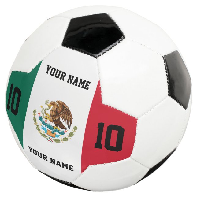 Balón de fútbol de bandera mexicana con número jer (Tres cuartos)