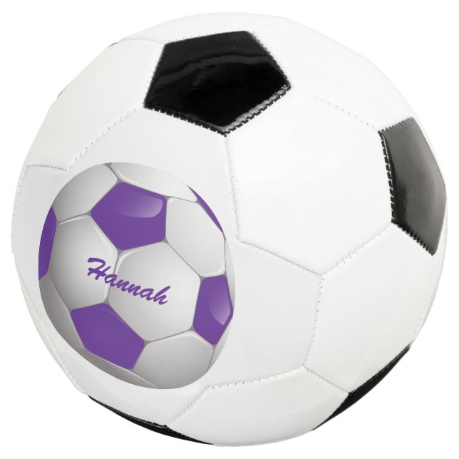 Balón de fútbol de personalizable morado y blanco (Tres cuartos)