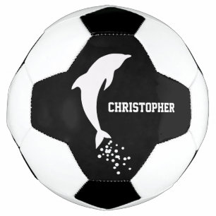 Balón De Fútbol Delfín blanco saltando con bolas de fútbol