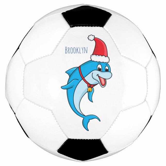 Balón De Fútbol Delfín lindo con personalizado de Santa hat (Anverso)