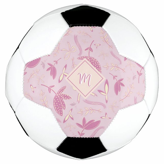 Balón De Fútbol Delicadas flores y arcos rosados (Anverso)