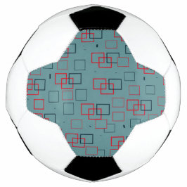 Balón De Fútbol Delicia Roja y Teal al Cuadrado
