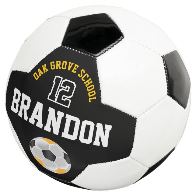 Balón De Fútbol Deporte de fútbol - Oro, negro y blanco (Tres cuartos)