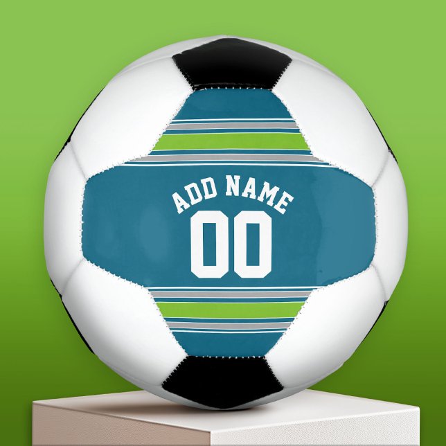 Balón De Fútbol Deportes Jersey Número de nombres de franjas Verde (Custom Soccer Ball)