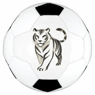 Balón De Fútbol Dibujo de tigre andando - Diseño de tinta en