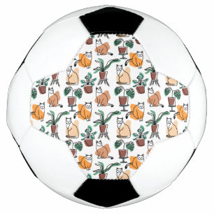 Balón De Fútbol Dibujo en línea de gatos y flores